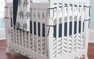 Navy and Gray Elephants Mini Crib Bumper by Carousel Designs